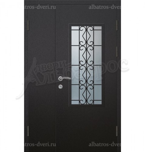 Металлическая двустворчатая дверь в коттедж, модель 15-006