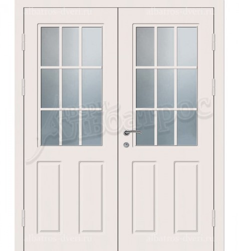 Металлическая двустворчатая дверь в коттедж, модель 15-009